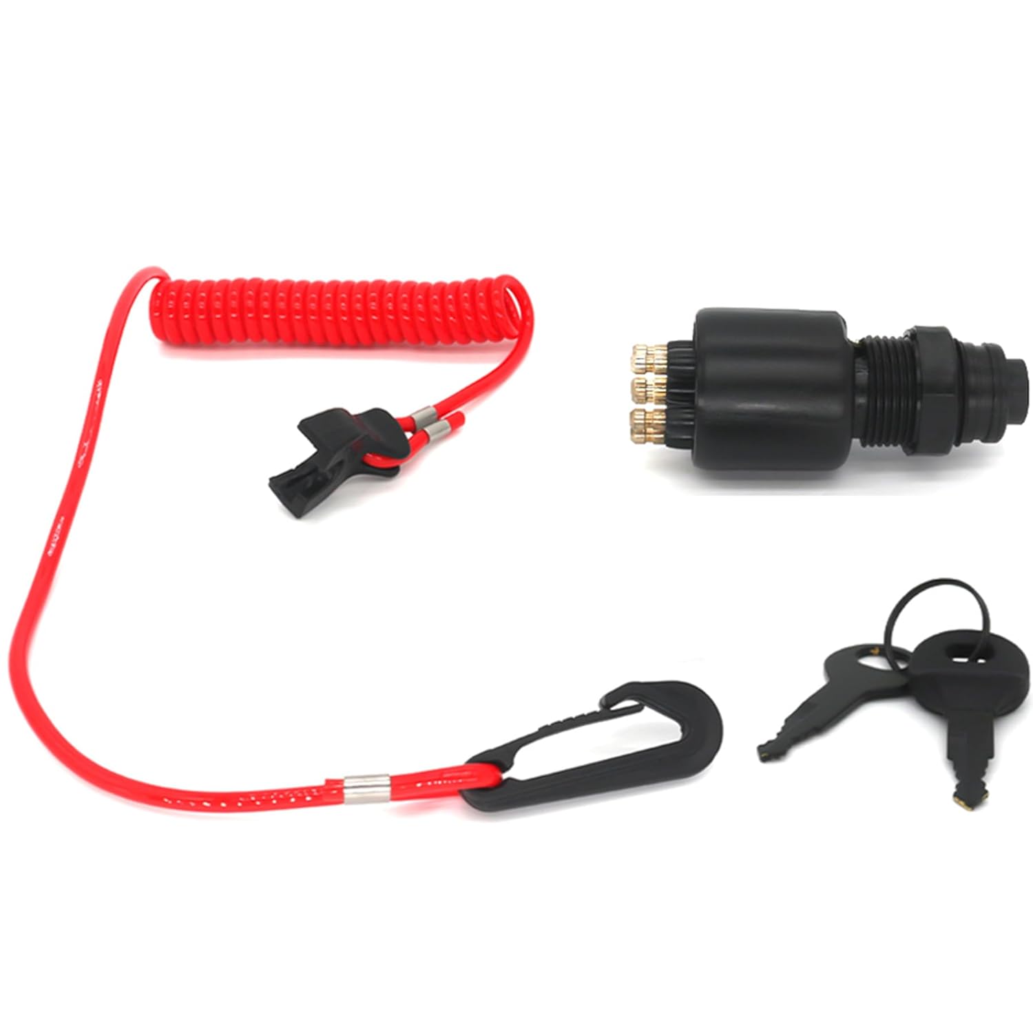 5005801 Boat Main Switch Ignition Key Assembly with Safety Lanyard for Johnson Evinrude OMC 40-200 HP Outboard Motors Control Box replaces 175974