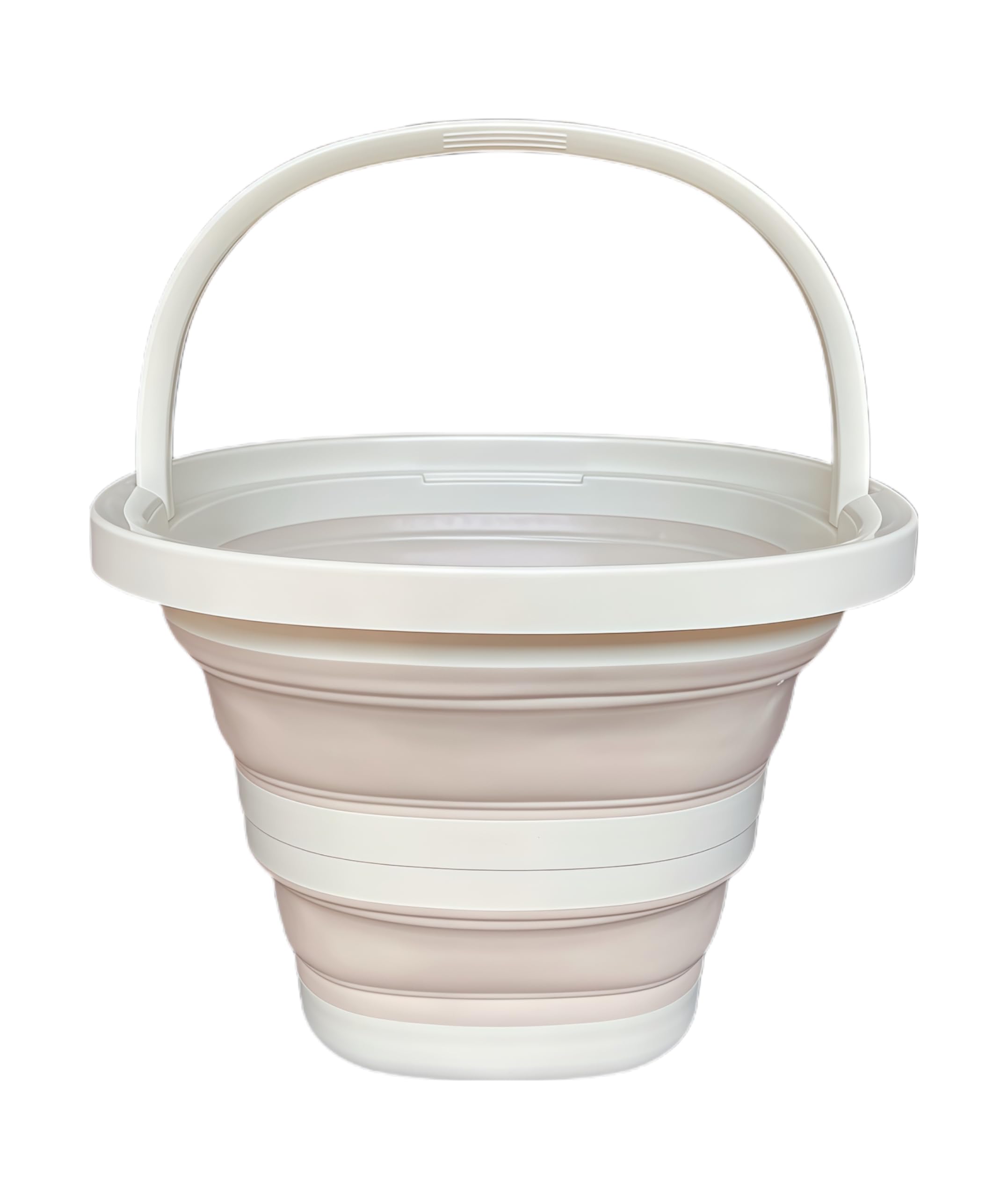 XJEXUEIZ Collapsible Bucket 5L 1.3 Gallon Cleaning Mop Foldable Portable Small Plastic Water Bucket Space-Saving Design Suitable Household Cleaning Garden Camping Fishing Car Wash (Milky White)