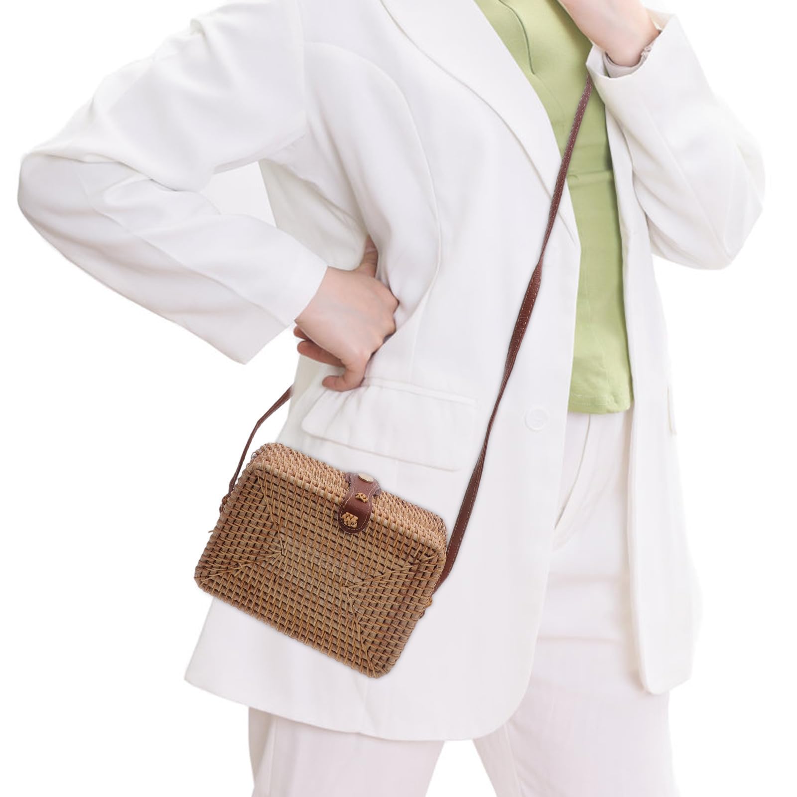 Bolso Bandolera de Ratán Halloween, Mini Tejido a Mano para Mujer