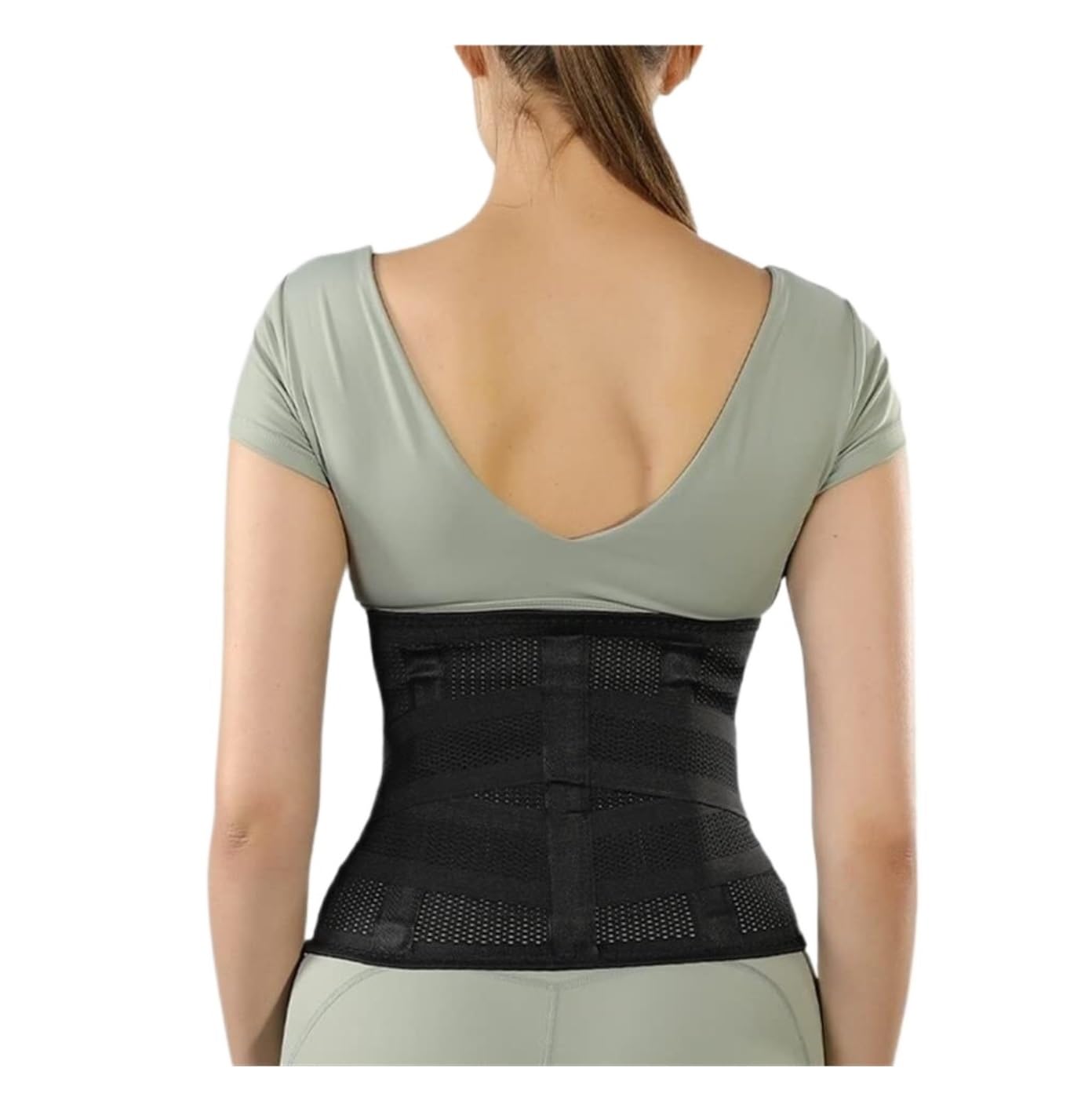 Rückenkorrektur, Taillentrainer-Gürtel zur Haltungskorrektur, Unterstützung des unteren Rückens, atmungsaktive Lendenwirbelstütze, Rückenstützgürtel(Black,XL)