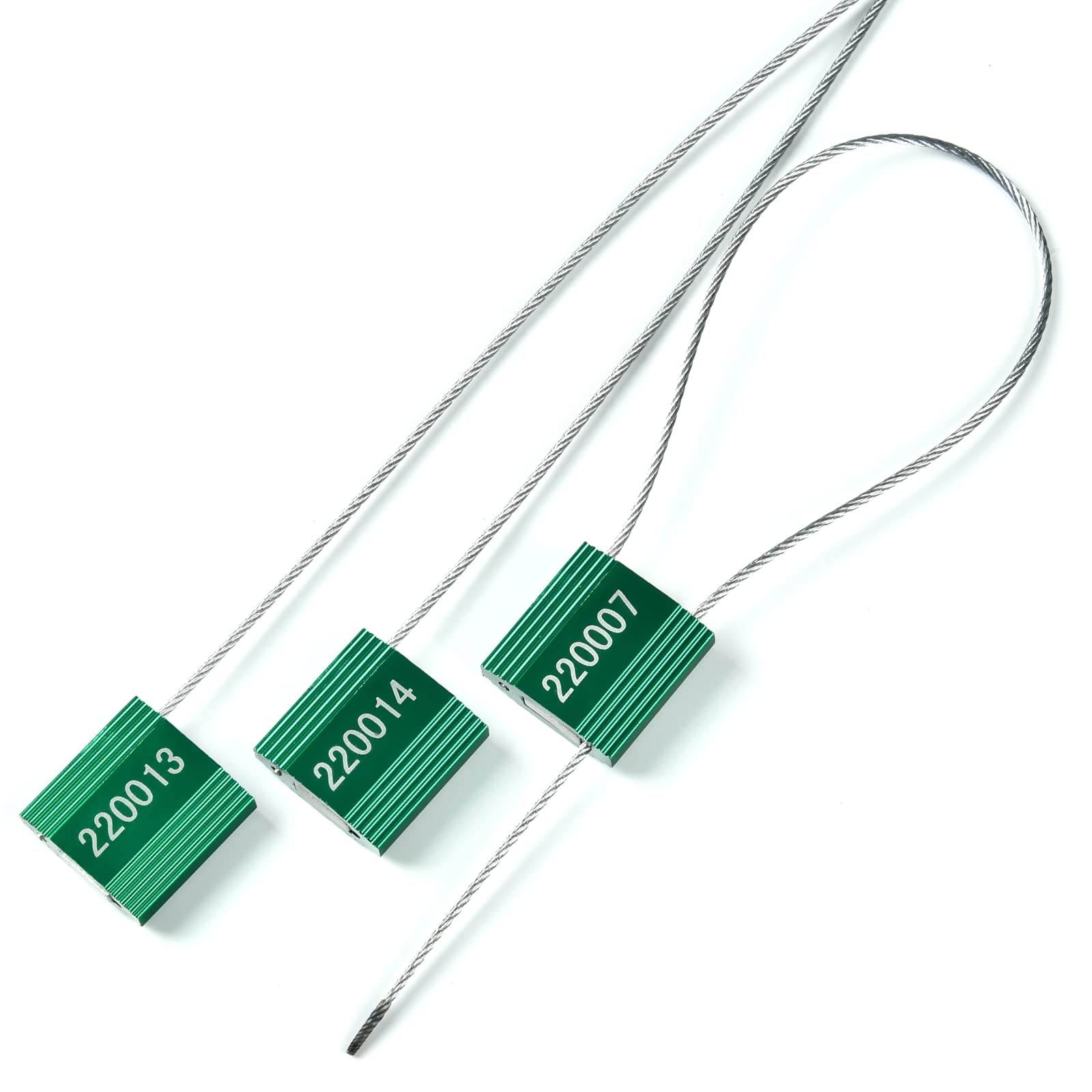 LeadSeals 50 Green High Security Cable Seals Pull Tight Numbered Steel Security Seals Metal Container Seals Anti-Tamper Shipping Self-Locking Tags for Logisitics ISO 17712 Certificated