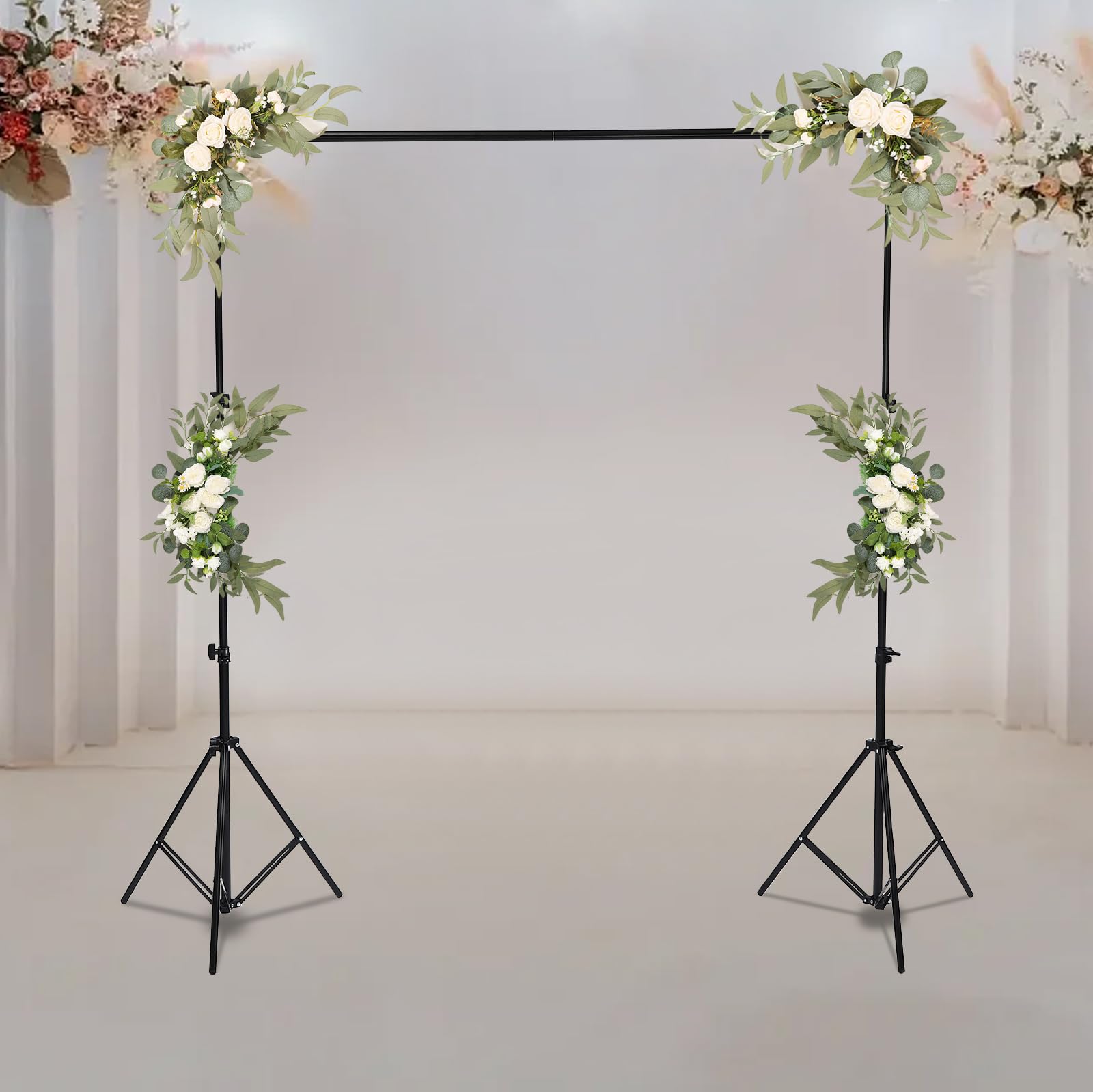 2 * 3m Sfondo per Studio Fotografico, Supporto per Sfondo con Treppiede, Sistema di Sfondo, Può Essere Usato con Musselin, Schermo Verde, Tela, Tende, Banner, per Studio Fotografico, Fotografia di