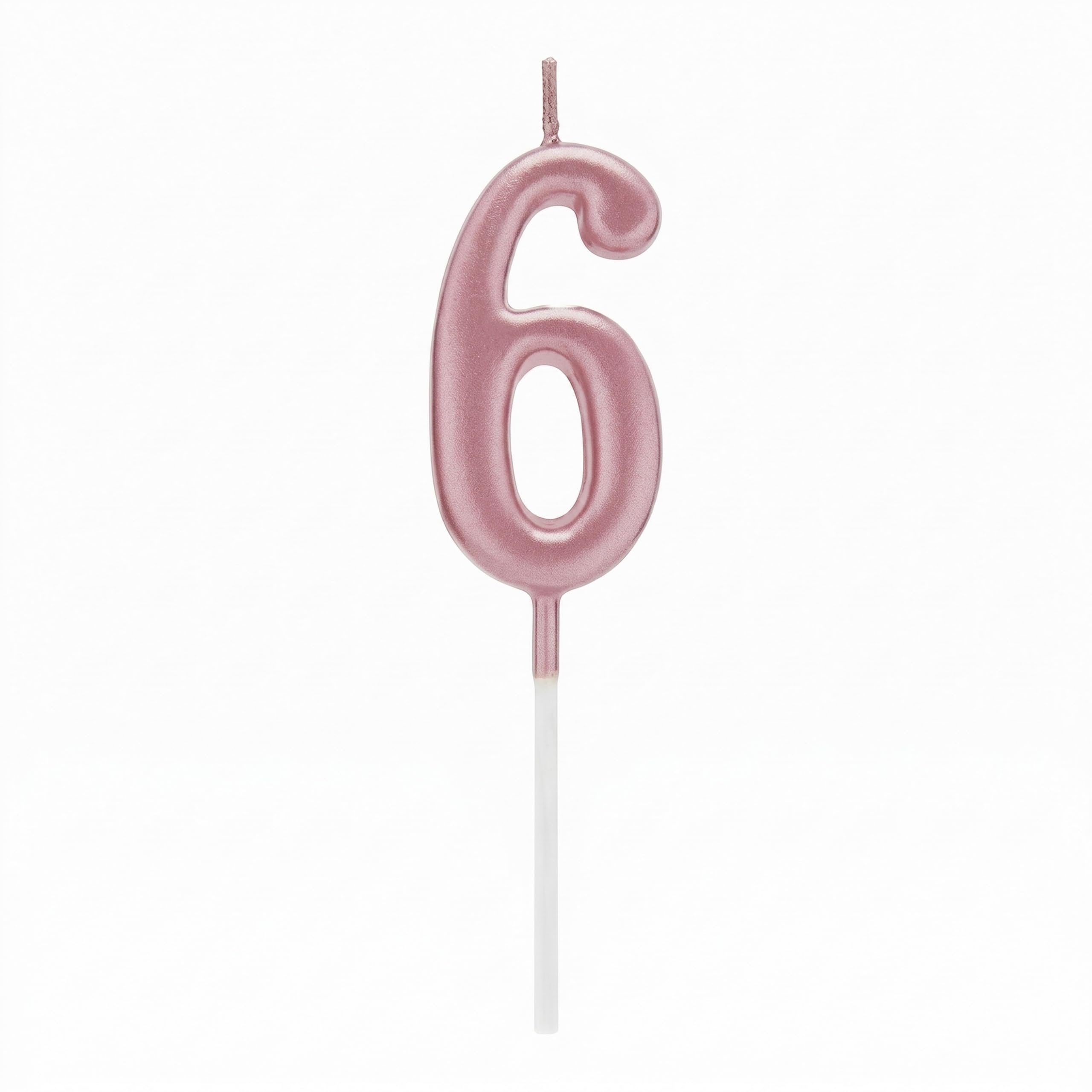 Birthday Number 6 Candle Pink Cake Topper Decorations for 10th 20th 30th 40th 50th Birthday Anniversary Party Supplies Metallic Number Candle Celebration Cake Décor