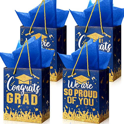 TaoBary 12 Pcs Graduation Gift Bags with Tissue Party Favor Bag Handles Class of 2026 Grad Paper Goodie Bulk for Congrats Supplies(Burgundy Gold)