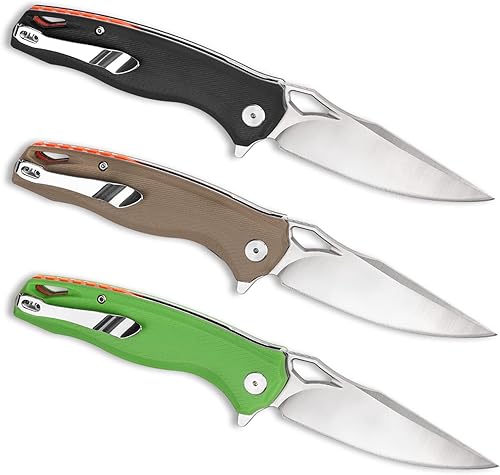 Miniatura 6 de Toldadi Cuchillo de bolsillo plegable, cuchillo de bolsillo de hoja D2 de 3.5 pulgadas para hombres, cuchillo EDC con mango G-10 con clip, cuchillo