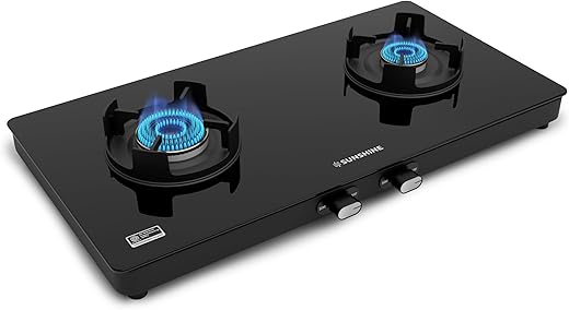 Sunshine Regal Pro 2 Burner | 2 Burner Glass Gas Stove | Toughened Glass Cooktop | ISI Certified | Manual Ignition | 5G technology, LPG Ready & PNG…