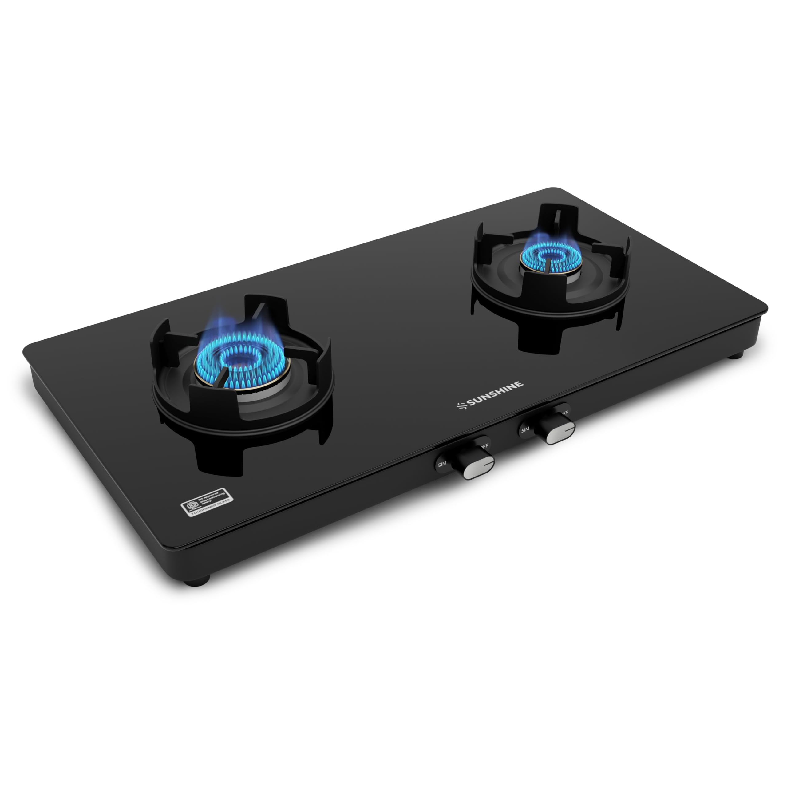 Sunshine Regal Pro 2 Burner | 2 Burner Glass Gas Stove | Toughened Glass Cooktop | ISI Certified | Manual Ignition | 5G technology, LPG Ready & PNG Co...