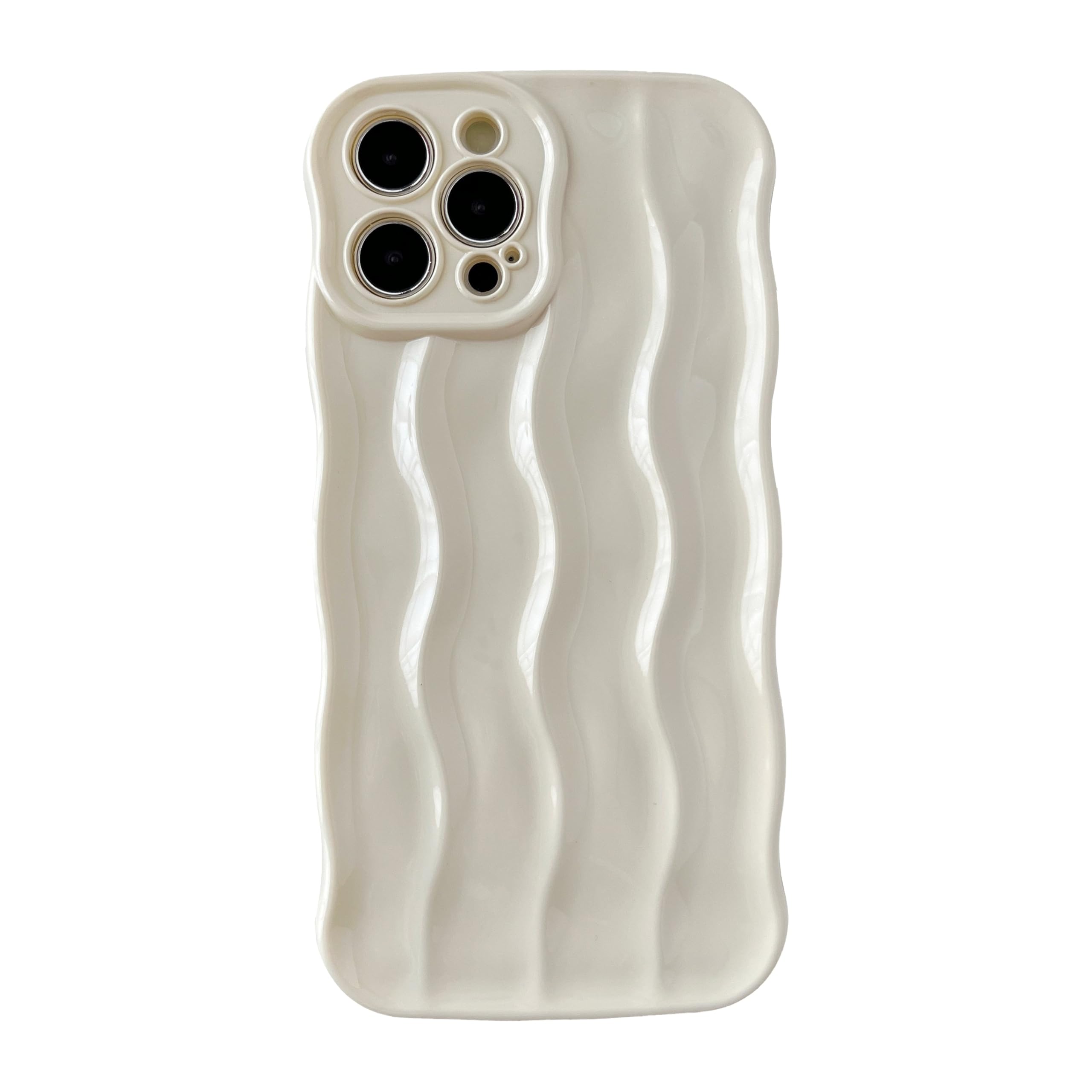 Caseative Water Ripple Pattern Curly Wave Frame Soft Compatible with iPhone Case (White,iPhone 12 Pro Max)