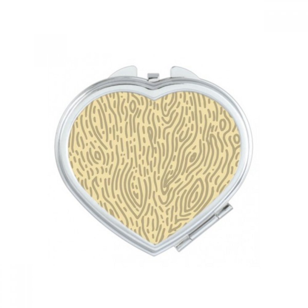 Miroir de poche compact jaune motif écorce empreinte digitale et cœur