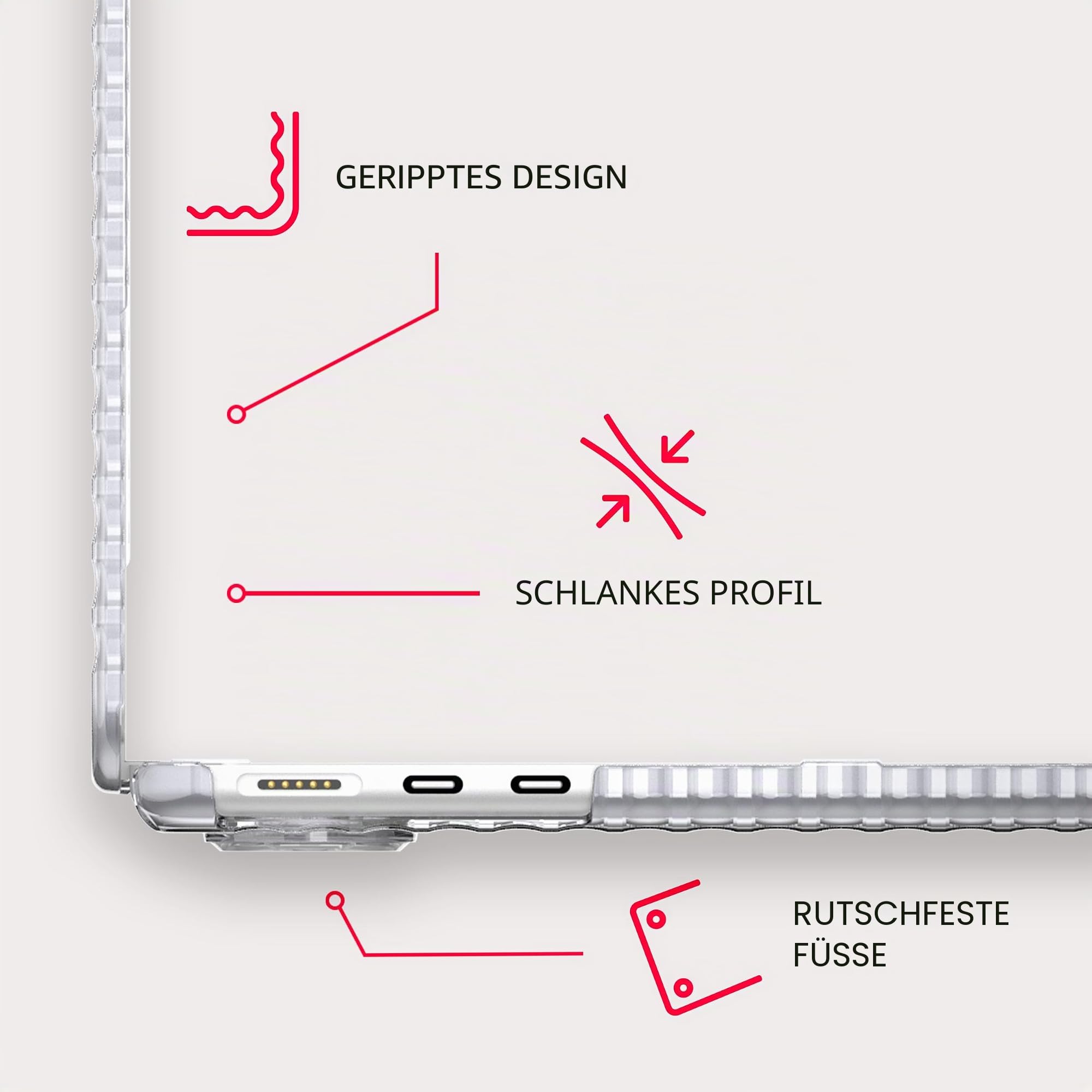 Tech21 EvoWave Schutzhülle für MacBook Air 13 Zoll (2022–2024), transparent: Laptop Cover, Schutz für MacBook Air