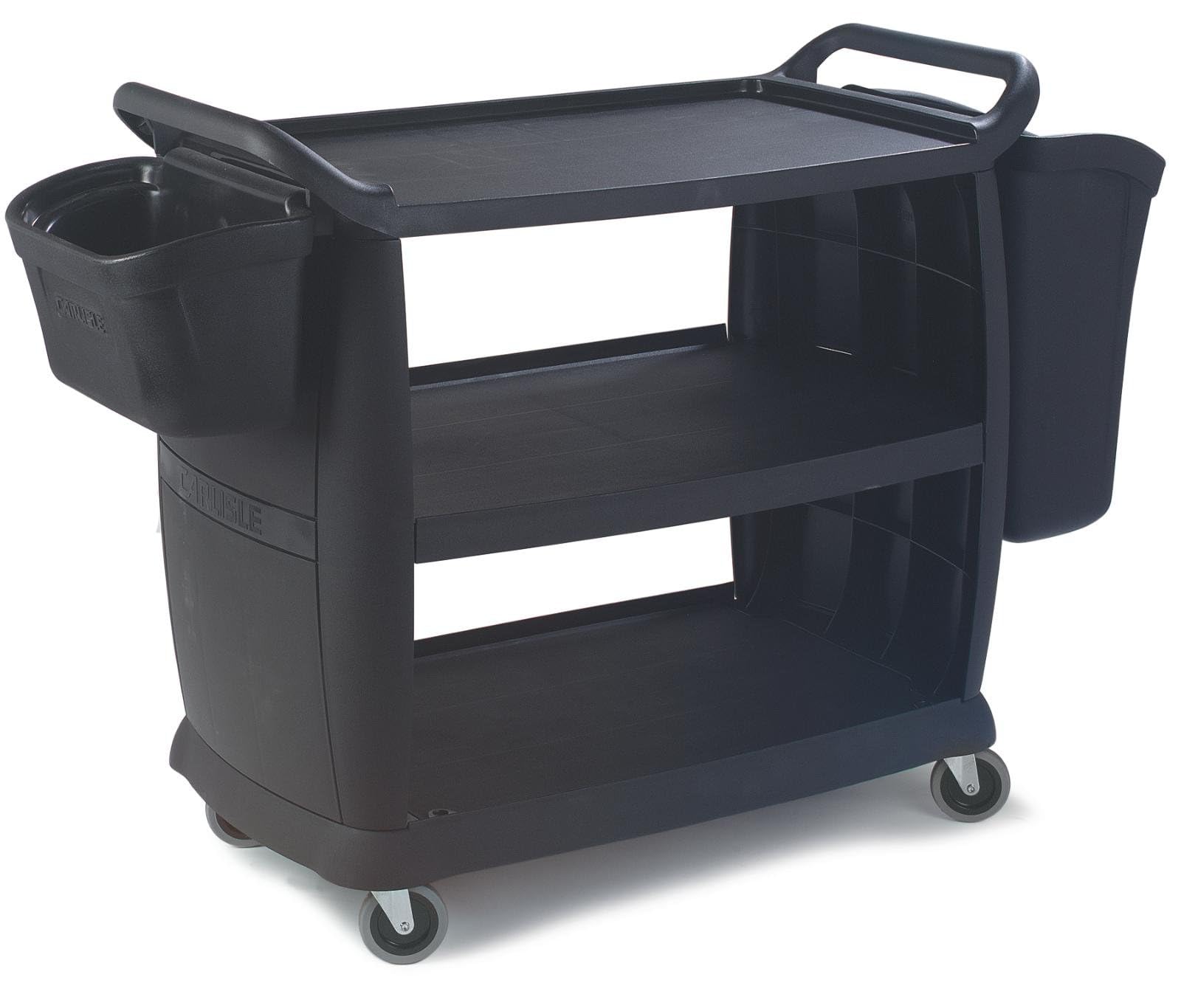Foodservice Utility Cart - 3 Shelf Black Bussing Cart -1