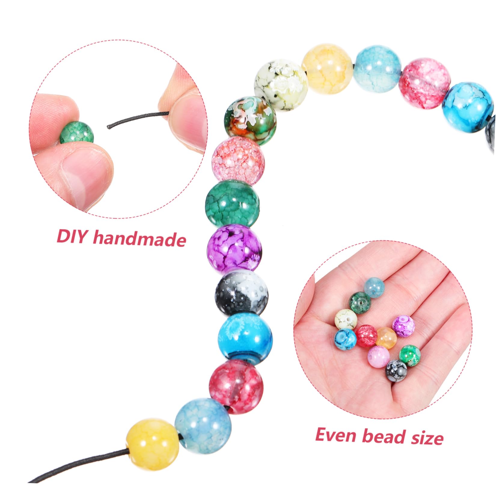 5 Set Perline Rotonde Colorate Con Corda Elastica Da Perline Per Bigiotteria Bracciali E Collane Fai Da Te Per Creazioni Artigianali E Regali Creativi 200 Pezzi*5