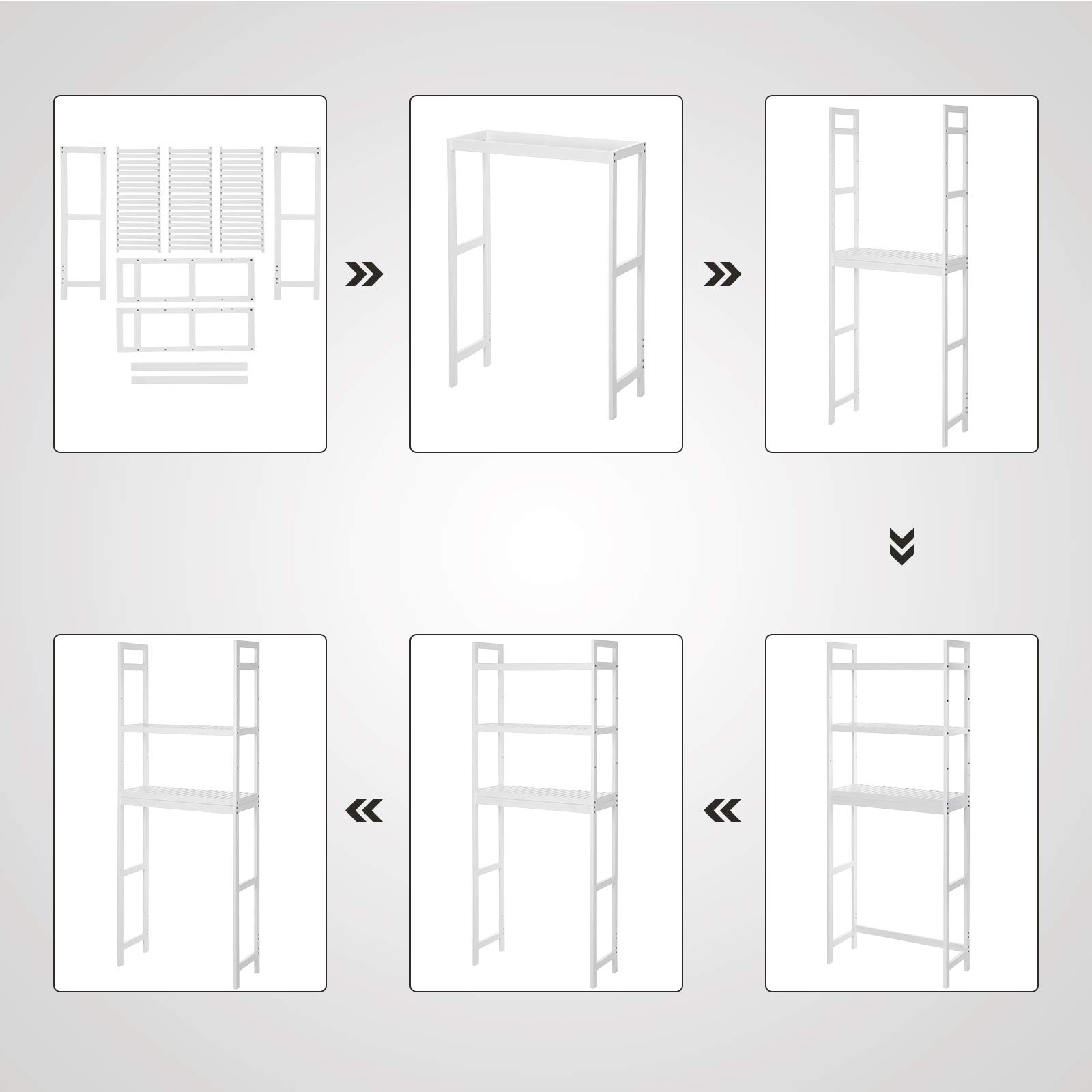 SONGMICS Over The Toilet Storage, 3Tier Bamboo Bathroom Organizer with