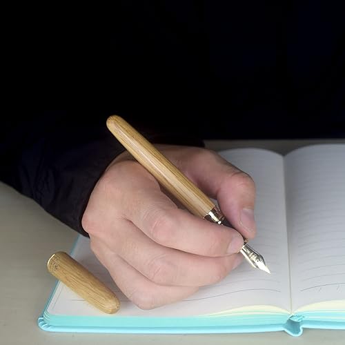 Miniatura 7 de Jinhao 9036 - Pluma estilográfica vintage de madera, bolígrafos naturales antiguos de roble, punta fina con convertidor de tinta recargable, juego