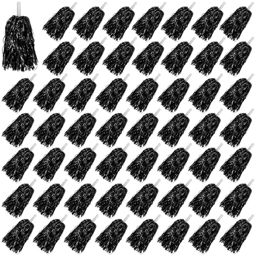 54 PCS Cheerleading Pom Poms Metallic Foil Pom Poms for Football Basketball Sports Squads Dancing Party Stage Performance Celebration