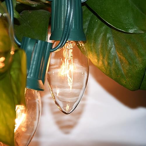 Miniatura 4 de Paquete de 25 bombillas incandescentes transparentes C9, bombillas de Navidad C9 de repuesto, bombillas de luz nocturna de 7 W, base intermedia