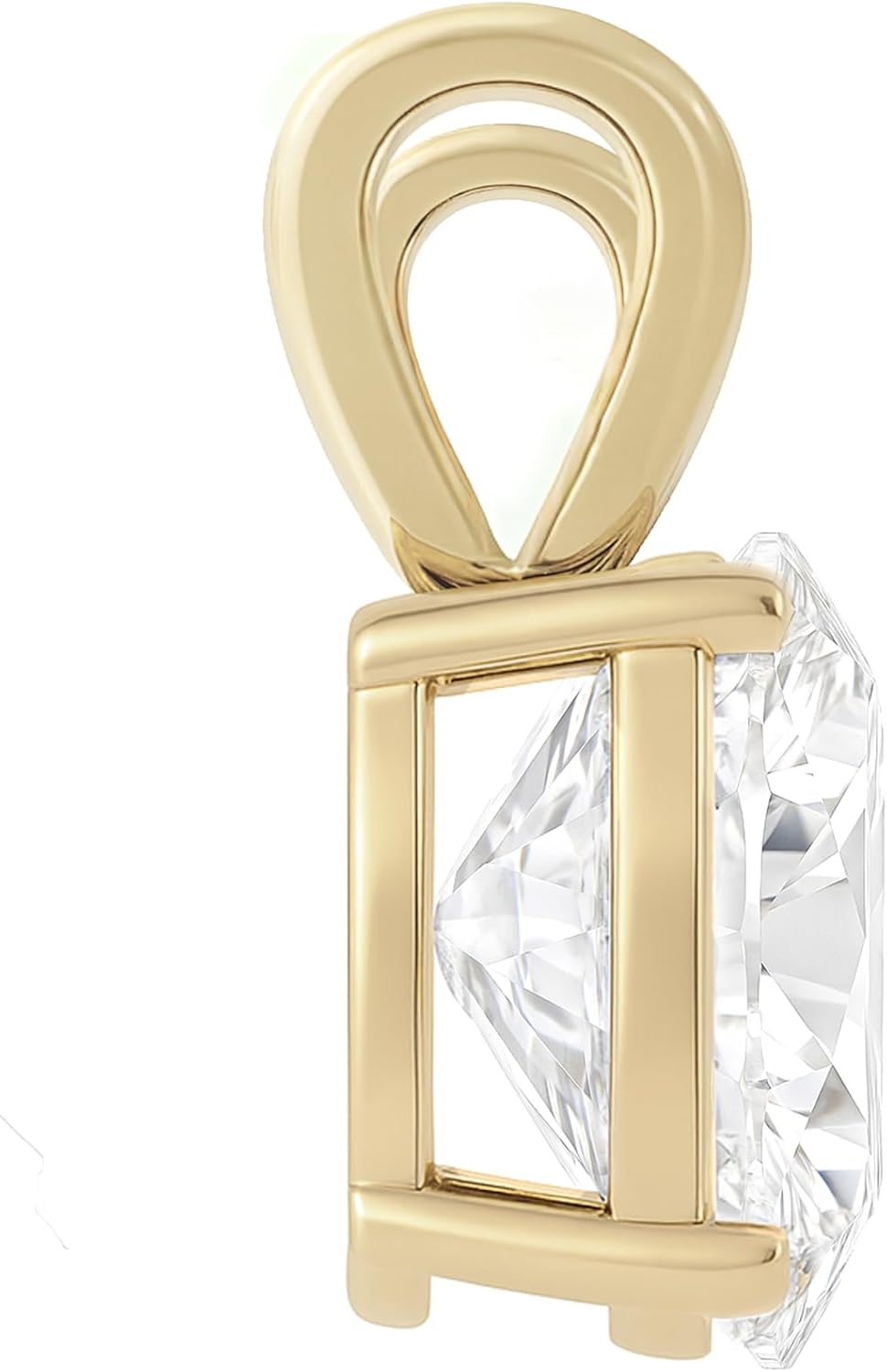 10K Solid White or Yellow Gold Lab Grown Moissanite Solitaire Pendant | Double Loop Bail | Round, Cushion, Pear, Emerald, Oval Cut | Pendant Only | Fine Jewelry Luxury Gift - Image 2