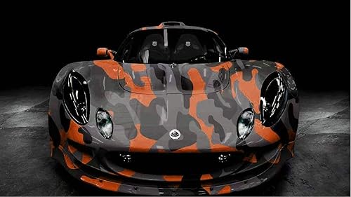 Miniatura 3 de Lámina de vinilo de camuflaje amarillo-naranja, negro y gris + cortador y escobilla de goma gratis (excepto el tamaño de muestra) (1 pie x 5 pies12