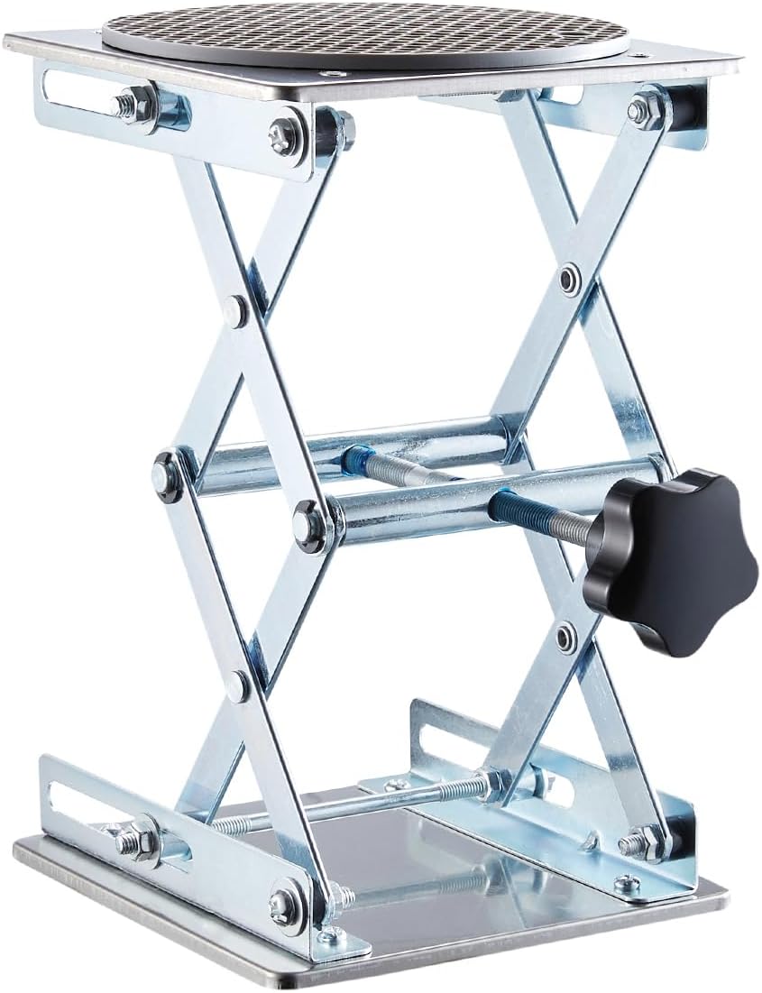 Non-Slip 6 x 6 Inch Lab Scissor Jack Stand Laboratory Mini Scissor Jack Lift Stand Stainless Steel Platform,Adjustable Height 65-260mm, Support Weight 10kg