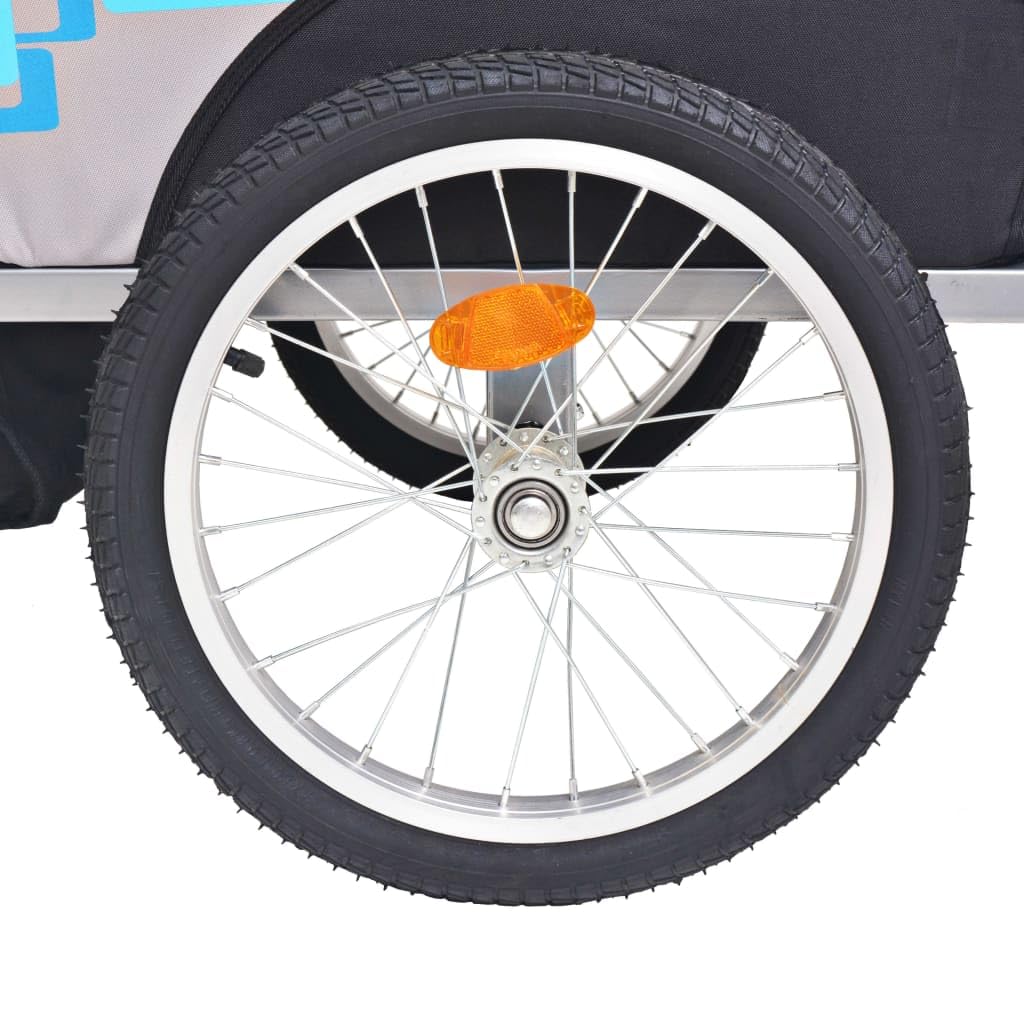 SKM 91373 Remorque de vélo pour enfant Gris et bleu 30 kg Poids : 11,5 kg