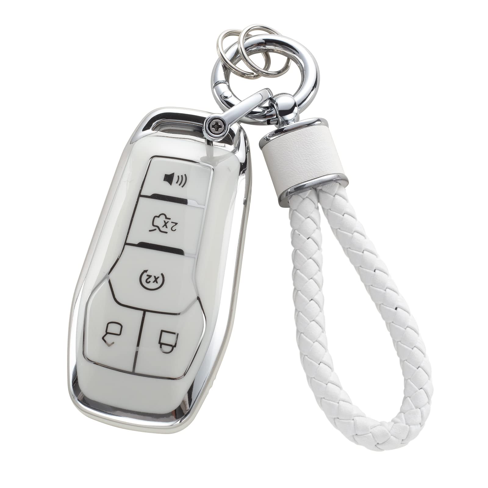 YO&YOYE for Ford Key Fob Cover with Keychain, Soft TPU Key Case Protection Fit for F150 Explorer Mustang Edge Lincoln MKZ MKX MKC