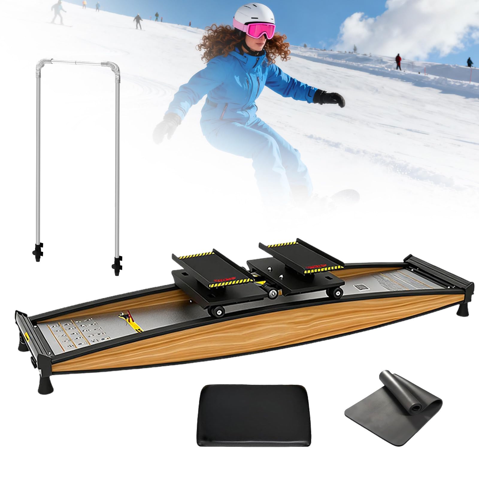 Ski Simulator, Ski Balance Trainer, Einstellbarer Widerstand 0-100kg, Belastbarkeit 150kg/330lb, Skifitness Gerät, Für Taillen-, Bauch- und Beintraining OptionB