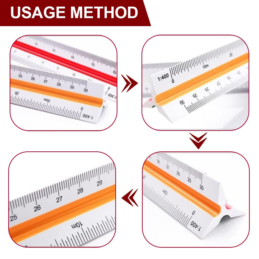 Escalimetro Profesional Regla Triangular 30 cm 1:20 1:25 1:50 1:75 1:100 1:125 1:200 1:250 1:300 1:400 1:500