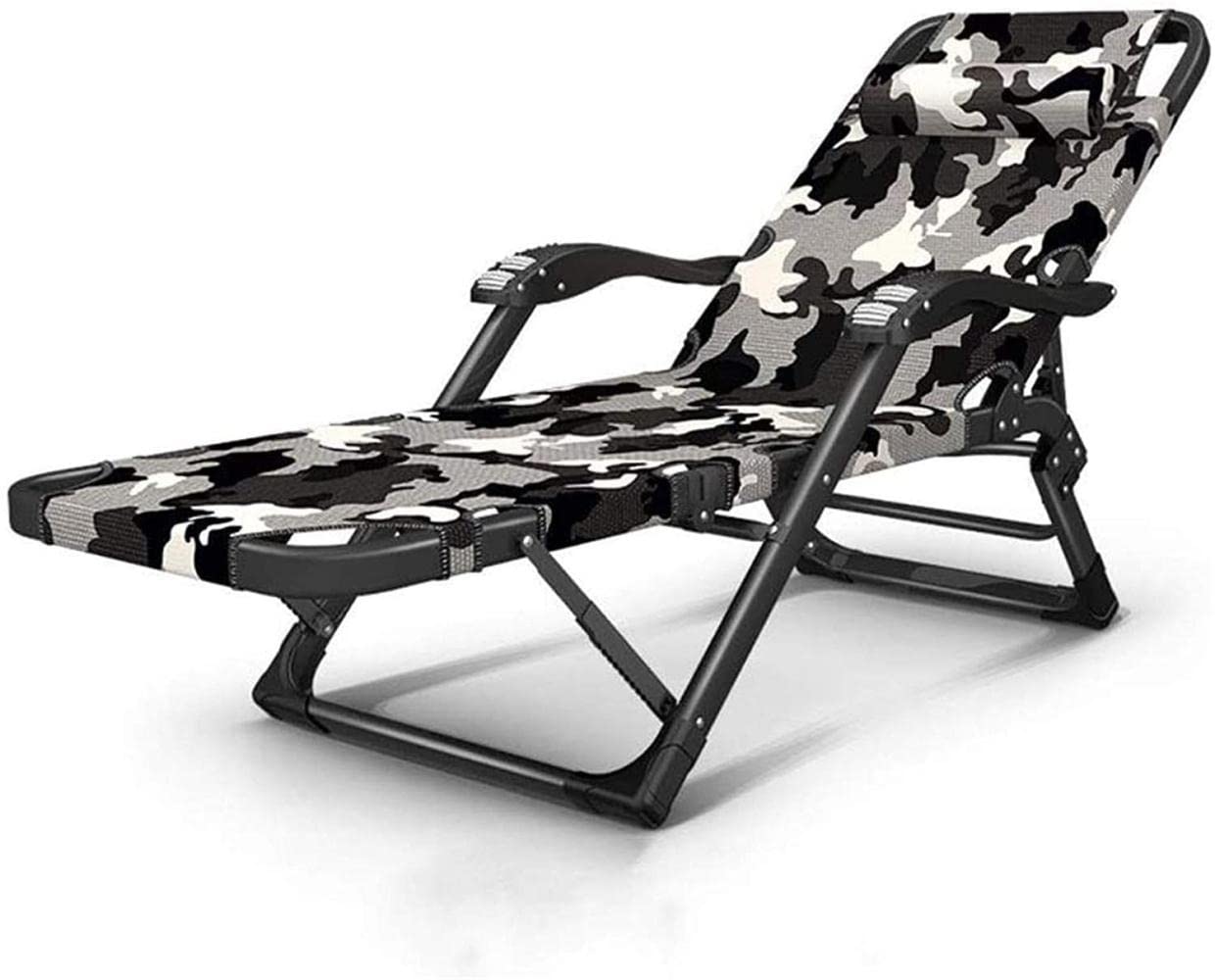 Chaise longue pliante extérieure inclinable et portable pour jardin gris