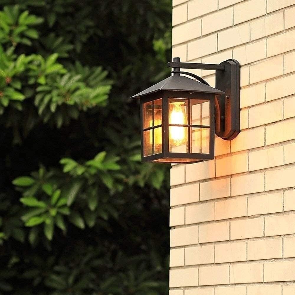 Applique Murale carrée Simple en Aluminium et Verre, Style campagnard, Style rétro, luminaire d'extérieur, idéal pour Un Village, Une Villa, Un Balcon ou Une terrasse, E27
