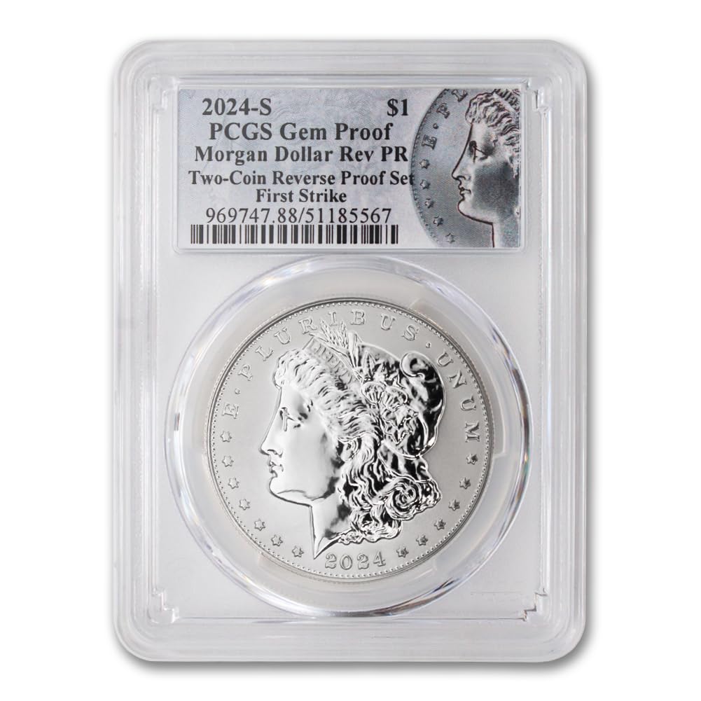 2024 S Set of (2) American Silver Morgan and Peace Dollar Reverse Gem Proof Coins (First Strike) with Original Government Packaging $1 PCGS Rev GEMPR