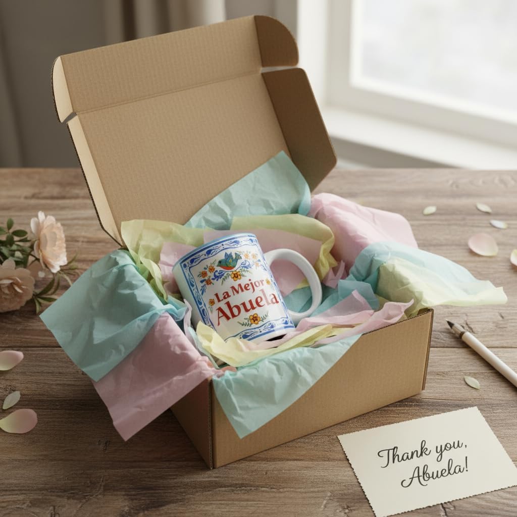 La Mejor Abuela Mug - Unique Abuela Gifts In Spanish - 12 Oz Durable Ceramic Grandma Mug with Blue Glaze - Best Grandma for Memorable Celebrations, Ideal Grandmother Gift | by E.H.G.