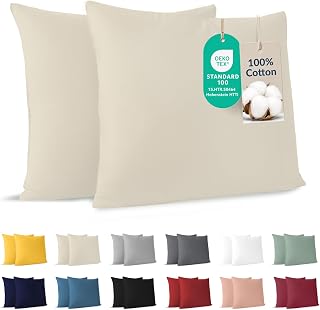 Dreamzie Cotton Pillowcase 50x50 cm Beige (Set of 2), OEKO-TEX