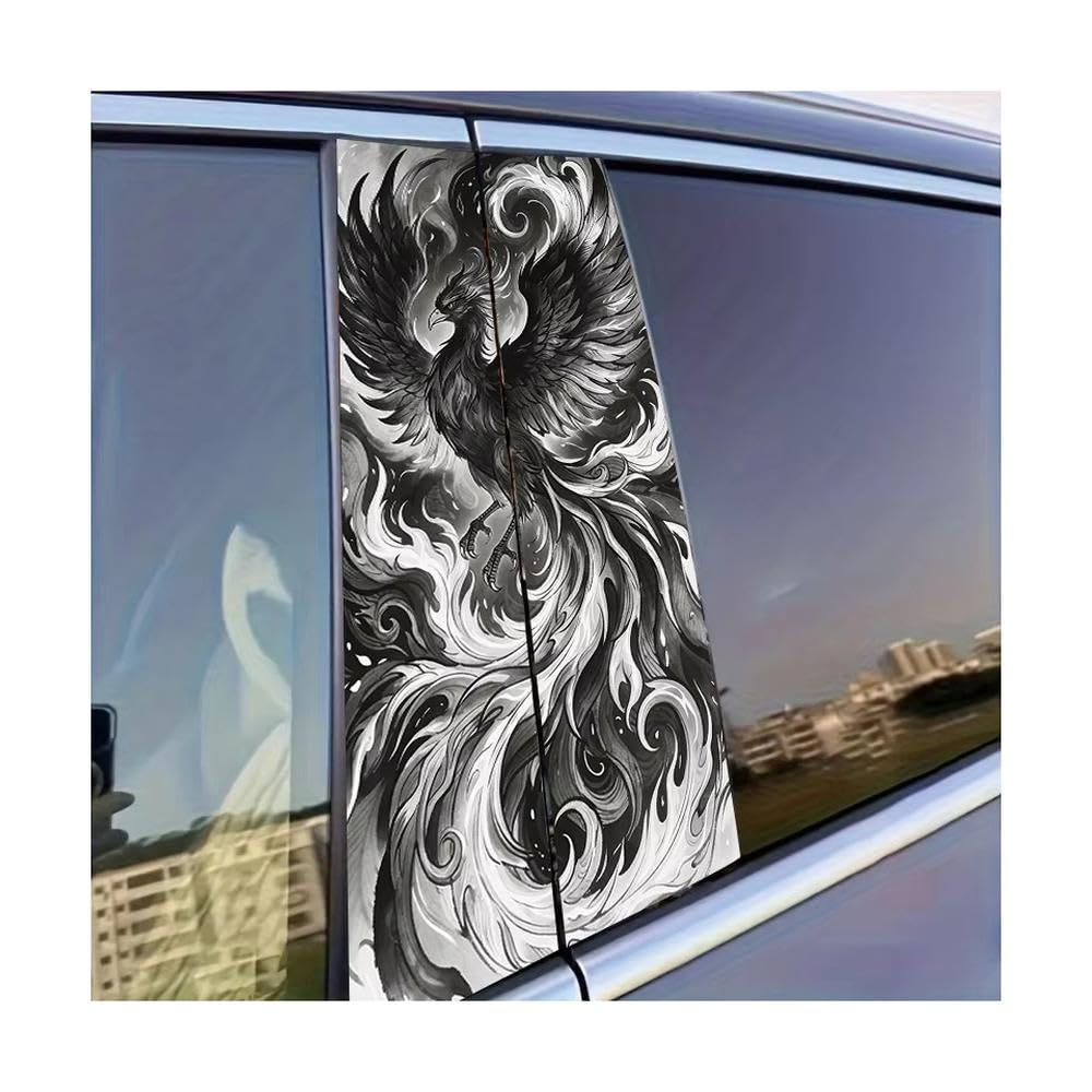 Decorative Items 2 PCS Car B-Pillar Sticker Dark Phoenix Glossy Material Protective Film