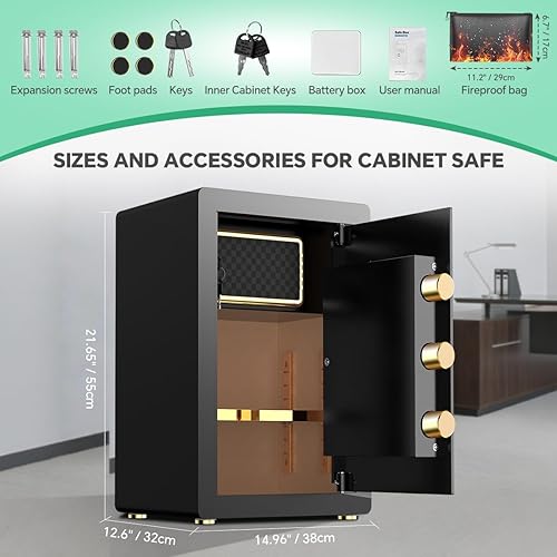 Miniatura 9 de Caja de seguridad con teclado digital y sistema de alarma  Caja de seguridad electrónica para efectivo de joyería con estantes ajustables  Incluye