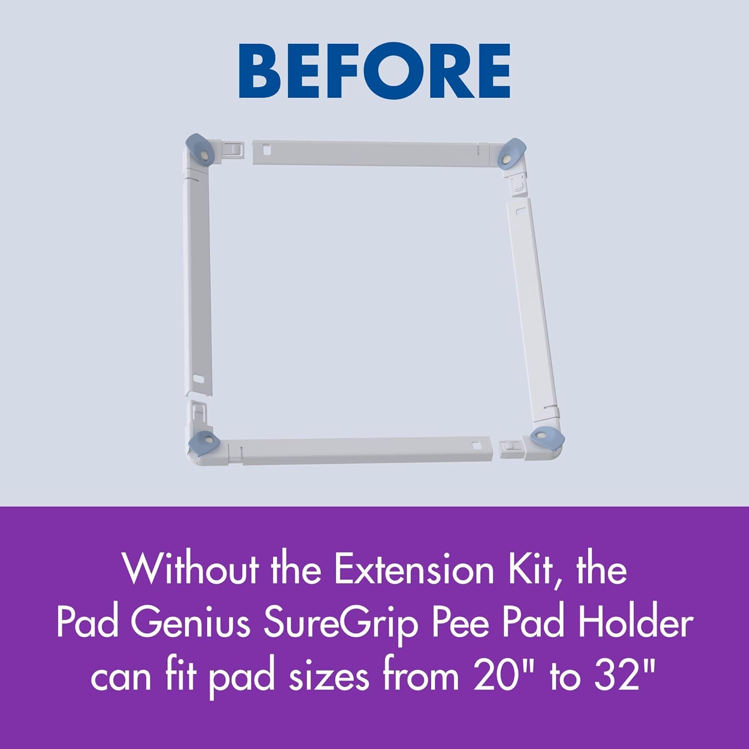 SureGrip XL/XXL Pee Pad Holder and Extension Kit - Fits Perfectly to Every Pad from Small 20" x 20" to Giant 44" x 32" Sizes