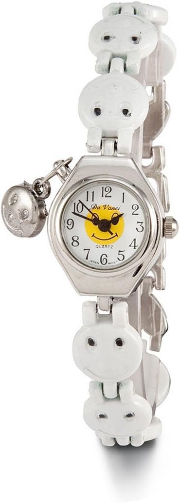 Women’s White Smiley Face Silver Tone Bracelet Watch