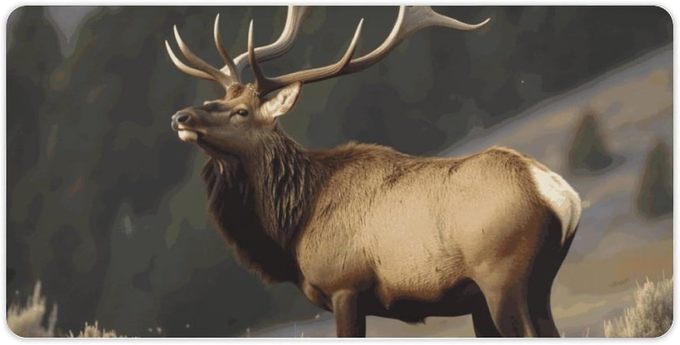 Bull Elk Escritorio Alfombrilla Ratón Grande 30x60cm Blanca Impermeable Antideslizante