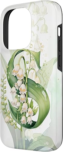 Vista 44 de Funda para iPhone 12/12 Pro Lovely Lily of The Valley Letra S May Birthday Case