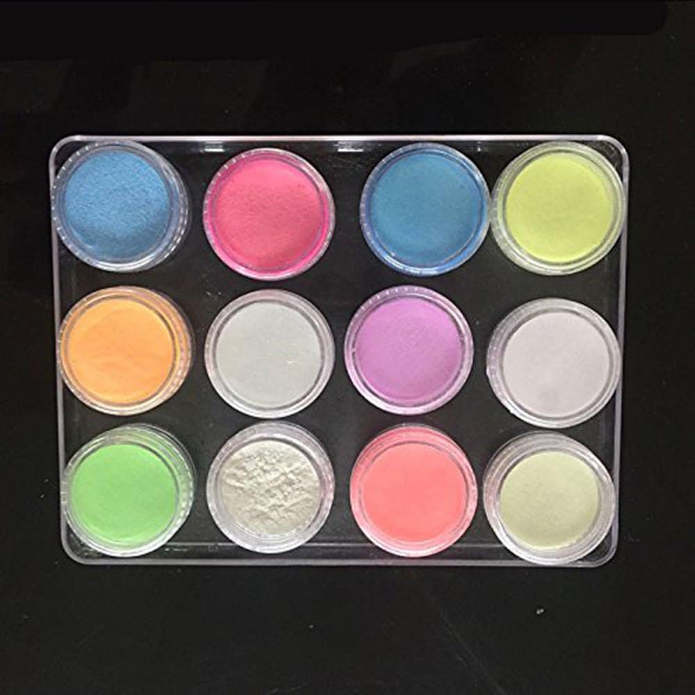 12 Colors Nail Art Fluorescent Powder Glow in Dark Pigments for Halloween Christmas Face Body Makeup