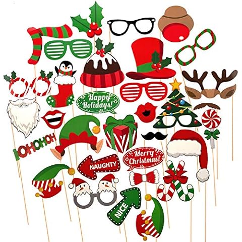 SAVITA 32 Pcs Christmas Photo Props Kit Cover