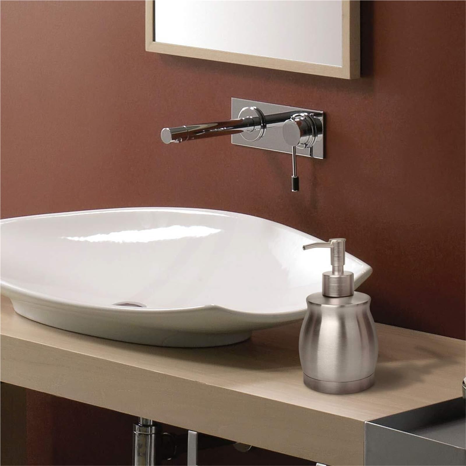 Dispenser di sapone da appoggio Bottiglia e pompa for dispenser di sapone ricaricabile da banco in acciaio inossidabile Complementi d'arredo e accessori