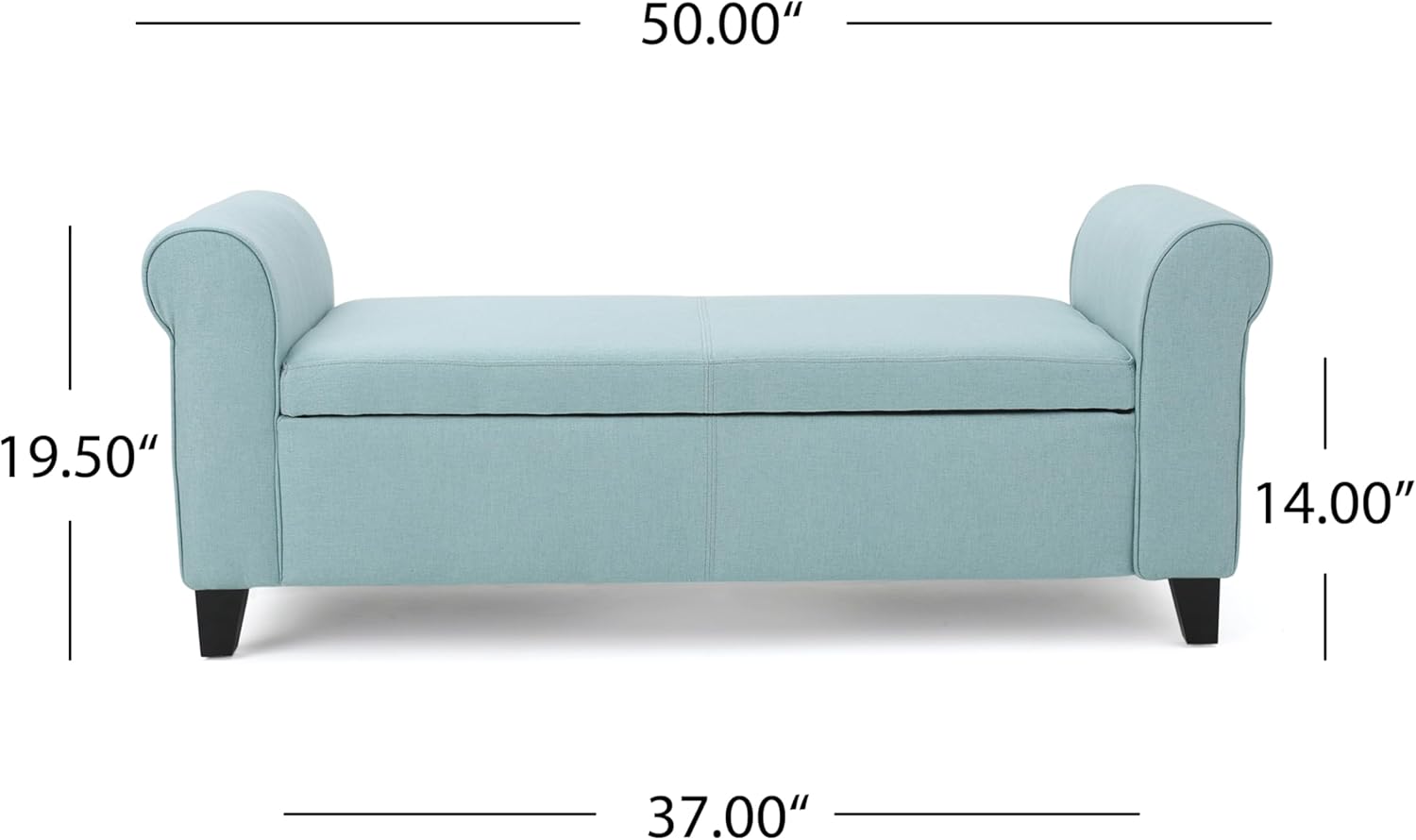50'' Fabric Armed Storage Bench, End of Bed for Living Room Bedroom Entryway,Clost,Light Blue