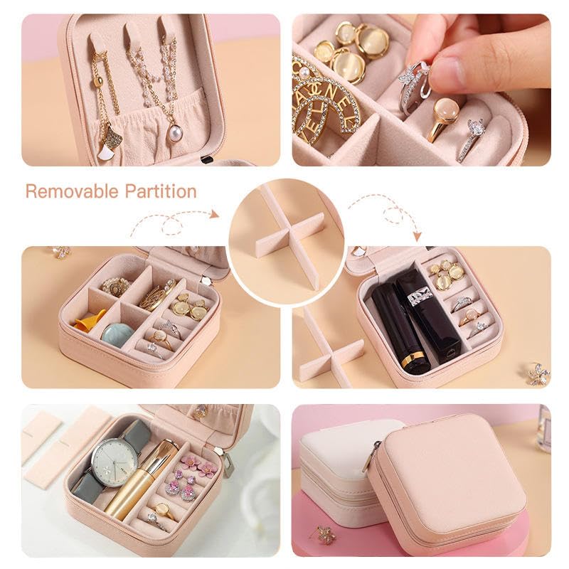 Image of PRIMIT Personalized Jewelry Box with Name & Birth Flower - Custom Travel Jewelry Organizer Case - Bridesmaid, Birthday, Christmas Gift for Women & Girls (Mothers Day)