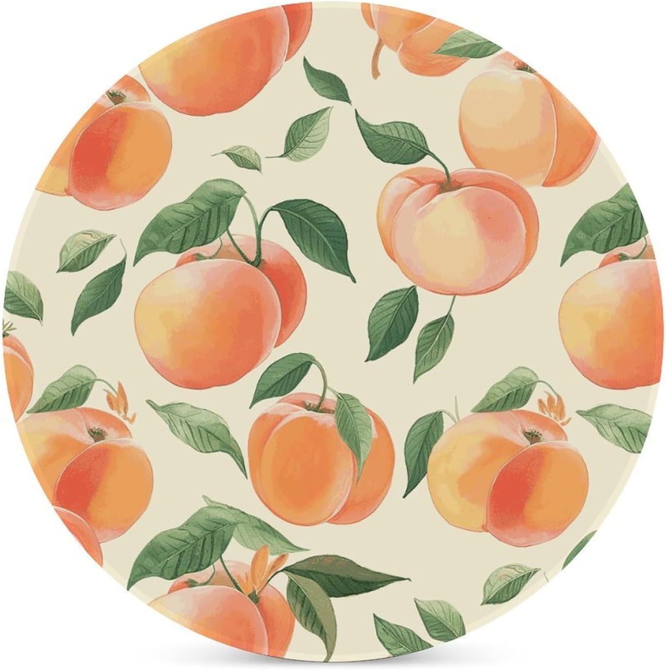 Peach Coasters for Drinks Absorbing Round Ceramic Stone Coaster with Cork Base Coffee Cup Beverage Table Cup Mat Modern Style Bar Coaster Set for Home Decor