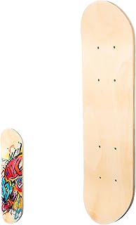 SUPVOX Blank Skateboard Deck, 7-ply Maple Wood DIY Unfinished Board 16. 9 Inch Long, Double-Sided Blank Surface for Painting, Graffiti Art and Kids Creative Projects