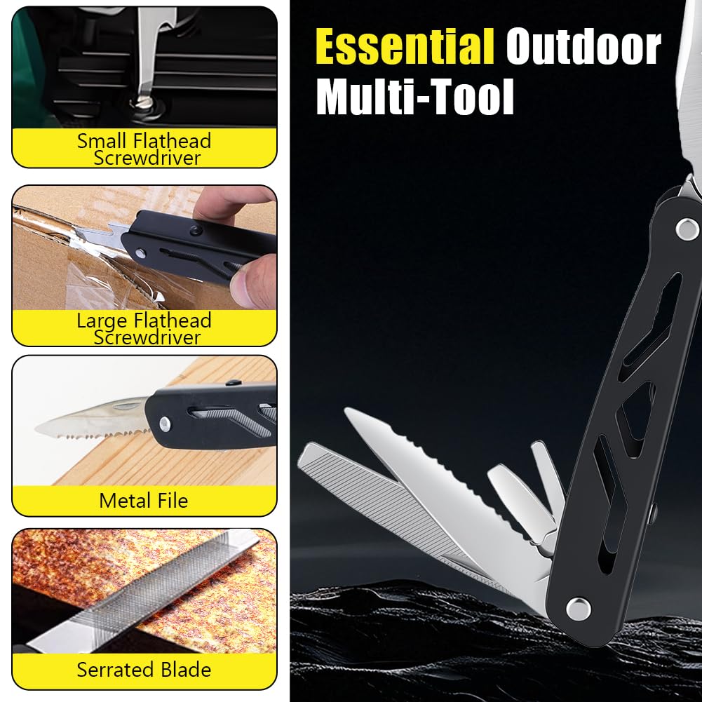 URAQT Coltello Multiuso, 12 in 1 Pinza Multifunzione in Acciaio Inox, Multiutensile, con taglia lama, cavatappi, lima per unghie, per DIY, campeggio, Idee Regalo Uomo Compleanno Regalo Anniversario