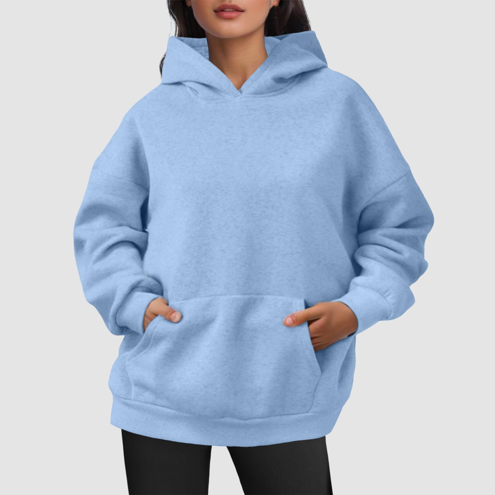 Sweat-Shirts surdimensionnés pour Femmes Pulls à Capuche Chandails de Velours Courts artificiels à Manches Longues avec Poches Tenues d'automne d'hiver vêtements Gilet Capuche Double Pull Couverture