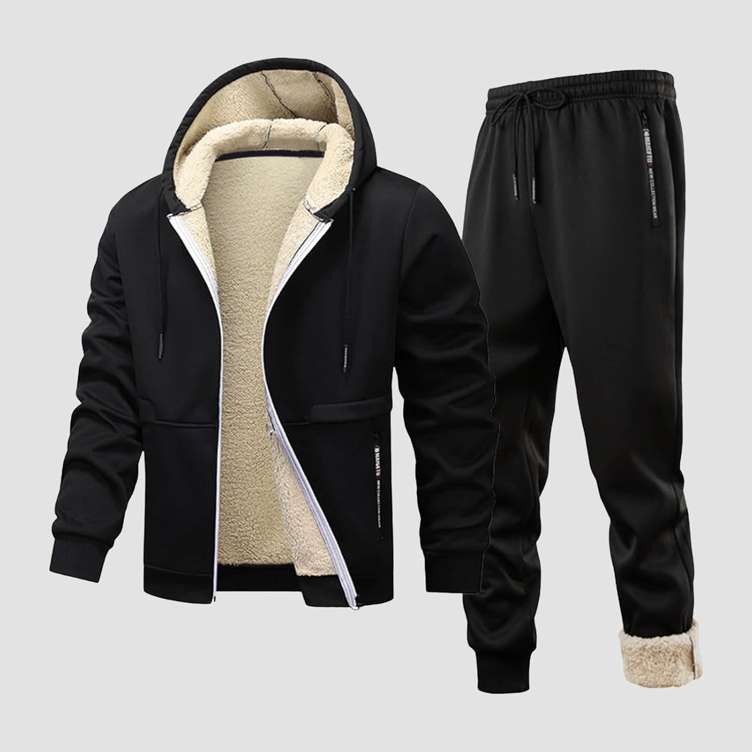 [ZsunNa] スウェット 上下 メンズ 裏起毛 ジャージ 秋冬 裏ボア セットアップ 防寒 厚手 パーカー アウター 2点セット