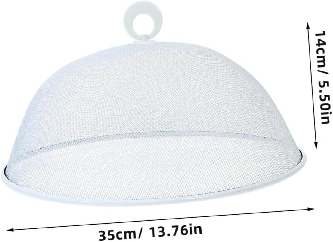 2pcs 35cm Diameter White Iron Food Protective Covers Food Tent Fresh-keeping Mesh for Home Dining Table