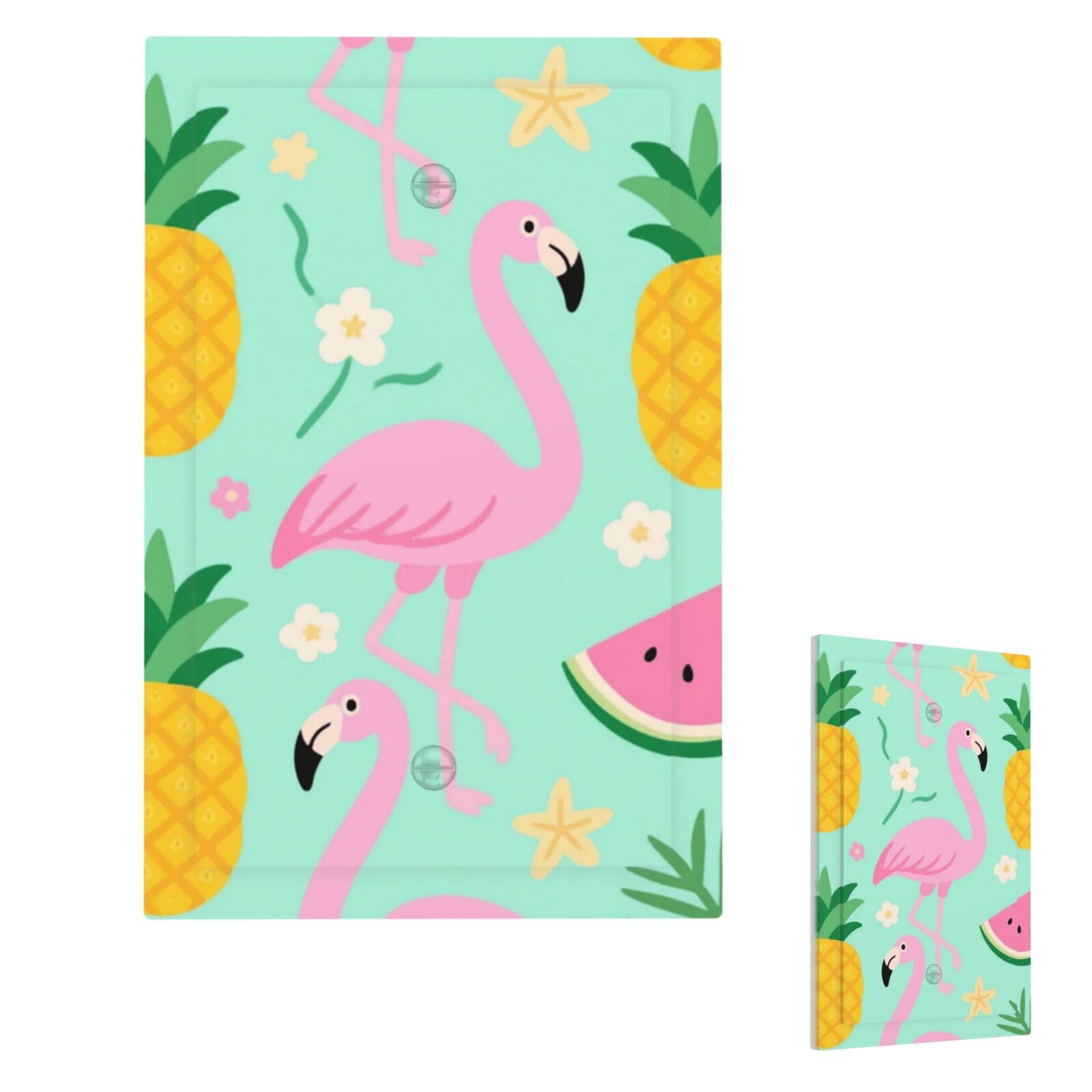 Pineapple Watermelon Flamingo Wall Plate Cover Modern Decorative 1 Gang Light Switch Cover Unbreakable Receptacle Outlet Covers For Living Room Bedroom Home Decor Single Blank